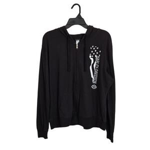 Harley Davidson Lightweight Zip-up Hoodie Side Patriot Women's Size XXL Black